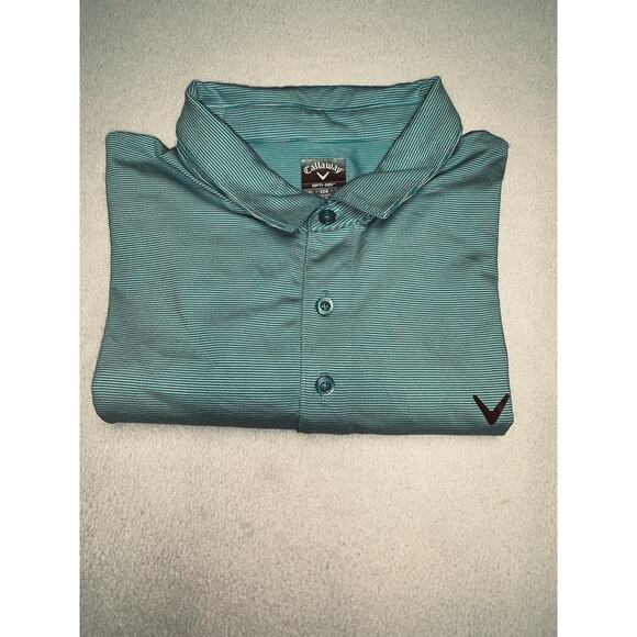 Mens Callaway Golf Size 2XL Short Sleeve Opti-Dri Polo Shirt Aqua Green - Picture 8 of 9